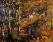 皮埃尔奥古斯特雷诺阿 - Jules Le Coeur Walking His Dogs in the Forest of Fontaineble